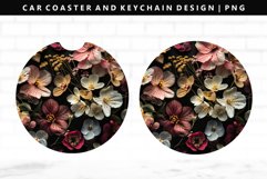Flower Keychain And Car Coaster Sublimation Design Product Image 1
