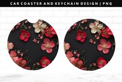 Flower Keychain And Car Coaster Sublimation Design Product Image 1