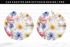 Flower Keychain And Car Coaster Sublimation Design Product Image 1