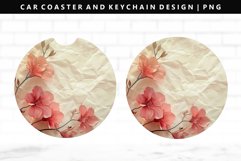 Flower Keychain And Car Coaster Sublimation Design Product Image 1