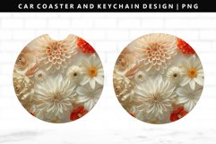 Flower Keychain And Car Coaster Sublimation Design Product Image 1