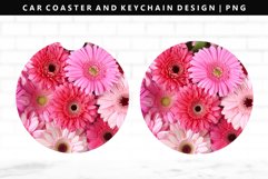 Flower Keychain And Car Coaster Sublimation Design Product Image 1