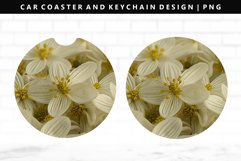 Flower Keychain And Car Coaster Sublimation Design Product Image 1