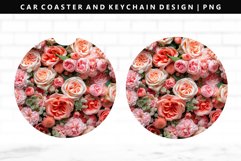 Flower Keychain And Car Coaster Sublimation Design Product Image 1