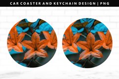 Flower Keychain And Car Coaster Sublimation Design Product Image 1