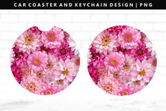 Flower Keychain And Car Coaster Sublimation Design Product Image 1