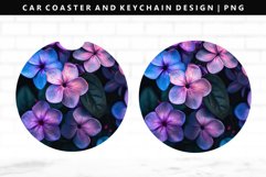 Flower Keychain And Car Coaster Sublimation Design Product Image 1
