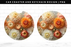 Flower Keychain And Car Coaster Sublimation Design Product Image 1