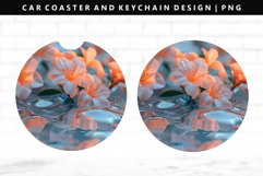 Flower Keychain And Car Coaster Sublimation Design Product Image 1