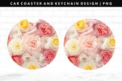 Flower Keychain And Car Coaster Sublimation Design Product Image 1