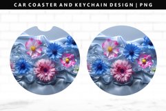 Flower Keychain And Car Coaster Sublimation Design Product Image 1