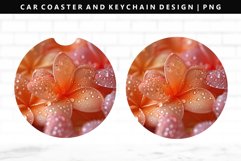 Flower Keychain And Car Coaster Sublimation Design Product Image 1