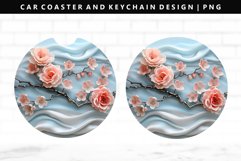Flower Keychain And Car Coaster Sublimation Design Product Image 1