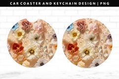 Flower Keychain And Car Coaster Sublimation Design Product Image 1