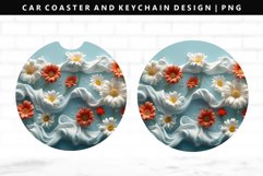Flower Keychain And Car Coaster Sublimation Design Product Image 1