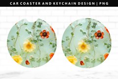 Flower Keychain And Car Coaster Sublimation Design Product Image 1