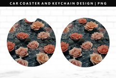 Flower Keychain And Car Coaster Sublimation Design Product Image 1