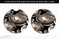 Flower Keychain And Car Coaster Sublimation Design Product Image 1
