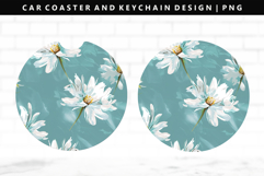 Flower Keychain And Car Coaster Sublimation Design Product Image 1