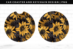Flower Keychain And Car Coaster Sublimation Design Product Image 1