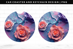 Flower Keychain And Car Coaster Sublimation Design Product Image 1