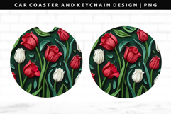 Flower Keychain And Car Coaster Sublimation Design Product Image 1