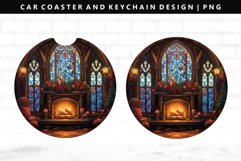 Fireplace Keychain And Car Coaster Sublimation Design Product Image 1