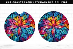 Mandala Keychain And Car Coaster Sublimation Design Product Image 1