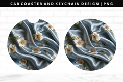 Flower Keychain And Car Coaster Sublimation Design Product Image 1