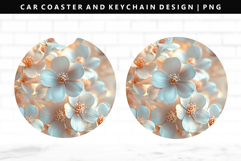 Flower Keychain And Car Coaster Sublimation Design Product Image 1