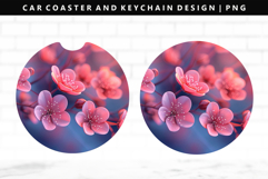 Flower Keychain And Car Coaster Sublimation Design Product Image 1