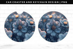Flower Keychain And Car Coaster Sublimation Design Product Image 1