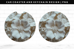 Flower Keychain And Car Coaster Sublimation Design Product Image 1