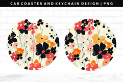 Flower Keychain And Car Coaster Sublimation Design Product Image 1