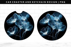 Flower Keychain And Car Coaster Sublimation Design Product Image 1