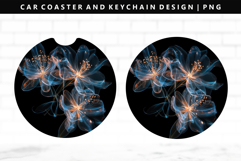 Flower Keychain And Car Coaster Sublimation Design Product Image 1
