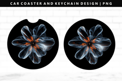 Flower Keychain And Car Coaster Sublimation Design Product Image 1