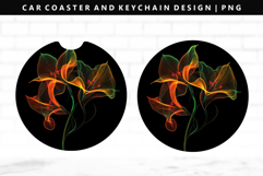 Flower Keychain And Car Coaster Sublimation Design Product Image 1