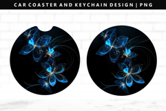 Flower Keychain And Car Coaster Sublimation Design Product Image 1