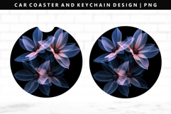 Flower Keychain And Car Coaster Sublimation Design Product Image 1