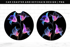 Flower Keychain And Car Coaster Sublimation Design Product Image 1