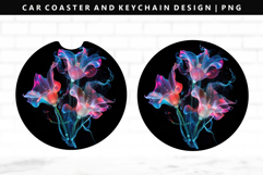 Flower Keychain And Car Coaster Sublimation Design Product Image 1