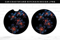 Flower Keychain And Car Coaster Sublimation Design Product Image 1