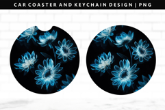 Flower Keychain And Car Coaster Sublimation Design Product Image 1