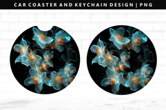 Flower Keychain And Car Coaster Sublimation Design Product Image 1