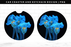 Flower Keychain And Car Coaster Sublimation Design Product Image 1