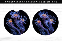 Flower Keychain And Car Coaster Sublimation Design Product Image 1