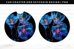Flower Keychain And Car Coaster Sublimation Design Product Image 1