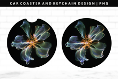 Flower Keychain And Car Coaster Sublimation Design Product Image 1