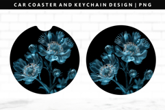 Flower Keychain And Car Coaster Sublimation Design Product Image 1